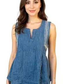 (F-154)‎ alya blouse womens short sleeves size M blue color 100 % cotton