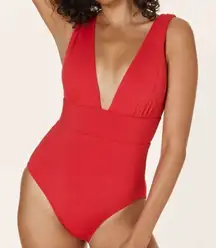 Andie The Mykonos One‎ Piece LT Swimsuit Cherry Red Size M long torso NWOT