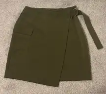 Nine West Olive Green Wrap Mini Skirt with Side Pocket – Size Small