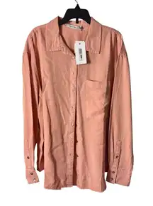 Calvin Klein Jeans Large Pink Button-Down Shirt Pocket Long Sleeves Lyocell NWT