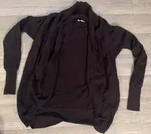 Halogen Anthropologie chocolate brown rounded hem ribbed cardigan medium