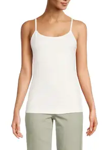 Saks Fifth Avenue Basic Scoopneck Cami Tank Top - Size M - White‎ - NWT