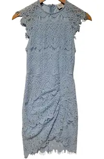 Pastel Blue Lace Bodycon Short Dress Coquette Feminine Wedding‎ Guest Size 4
