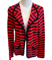 Cabi Yacht Rock Blazer Red Blue Striped M Knit Patriotic