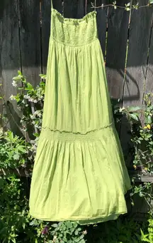 NEW YORK & CO Green Strapless Cotton Maxi Dress Small