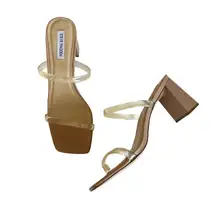 Steve Madden Lilah Tan/Clear Strap Block Heel Sandals Women's Size 10
