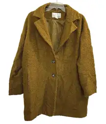 Bar III Wool Blend Olive Mustard Green Single-breasted Coat Jacket Women‘s L