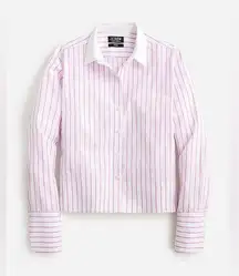 J.Crew NWT  Organic Cotton Cropped garçon shirt in pink stripe print