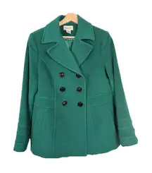 St‎ Johns Bay SJB Wool Blend Green Peacoat Coat Women’s Medium Preppy Outdoor