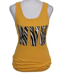 Soffe WVU Yellow Tank Top with Zebra Accents Size Medium West Virginia Tank Top