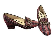 Nine West Remal Plaid Block Heeled Loafers Women’s 7.5M