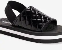 Muk luks womens epic tour sandals flats black quilted Slingback shoes size 8