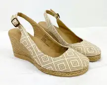 G.H. Bass Edie Sling Back Espadrille Wedges Tan Cream 8.5