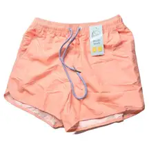 Women’s beach short unisex men swim salmon color solid orange trunk S.