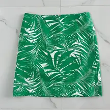 Women’s Palm Tree Leaf Green/White Tropical Print Skirt Sz 8P