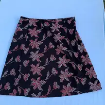 EXPRESS Vintage  Cross Stitch Black Floral Embroidered Pencil Skirt Medium Pink