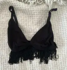 Black fringe bra 