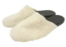 J‎ Crew Cream Sherpa Fleece Mules Slip On Shoe Size 12