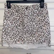 Leopard Denim Mini Skirt