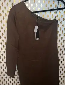 NWT Monrow one shoulder brown tan sweater dress maternity dress size M