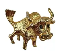 Bull Cow Pin Brooch Jewelry Gold Color Metal Western Ranch Farm Cowboy Cowgirl