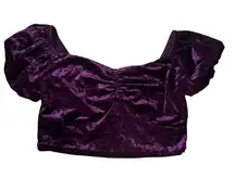 Honey Punch Purple Velvet Crop Top Women Size Medium | 65-54
