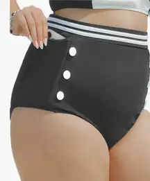High Waisted Bikini Bottoms Tummy Control with Side Pockets Full Coverage