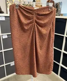 Nine West Dalmatian Leopard Animal Print Women's Rouched Midi Skirt