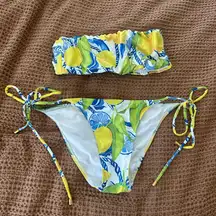 Kenny Flowers Positano Lemon Print Bikini Set Size L NWOT