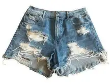 American Eagle Highest Rise 90s Boyfriend Shorts Distressed Denim Size 8 Women's