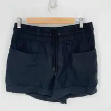 Athleta Cabo Linen 4" Short Black Lightweight Slim Fit Drawstring Women's 6