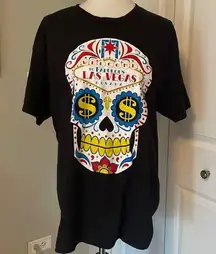 Super Cool Oversized Black Las Vegas Nevada Skull T Shirt