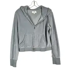 Aerie Light Gray Blue Cropped Full Zip Y2K Velour Velvet Track Suit Jacket Med M