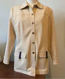 St. John  Beige Jacket Button Down Woven Logos