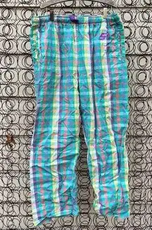 Snap On Tools pastel madras plaid lounge pajama pants XL teal yellow pink