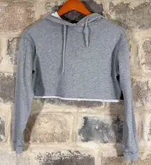 Aeropostale Gray Cropped Hoodie Raw Hem Drawstring Hood Long Sleeve Womens XS