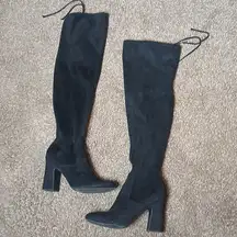 black knee high chunky heeled boots size 9.5