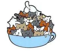 Coffee Cup of Cats Cute Funny Lapel Pin