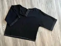 Simple wide sleeve black top size L