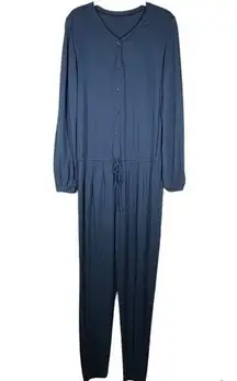 One Piece Calida Bodywear  Striped Pajamas Modal Cotton Blend Blue Black Small