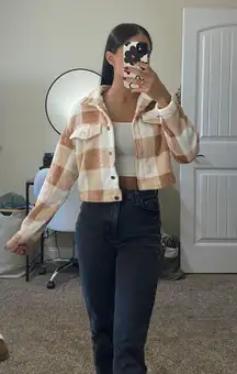 Plaid Cropped Fleece Button Down