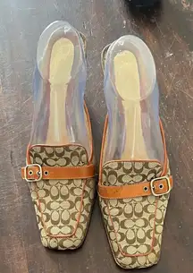 Coach Women's Brown and Tan Loafers with Buckle Detail