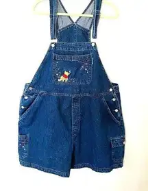 Vintage The Pooh Embroidered Denim Blue Jeans Overall Shorts Sz 22W/24W