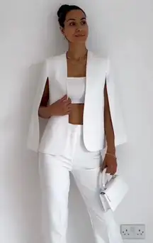 ZARA Net Cape White Blazer Jacket Coat