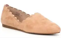CHELSEA & VIOLET Clara Suede Leather Scalloped Flats Tan Beige Size 11