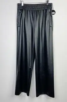 OFFLINE Aerie Real Luxe Faux Leather Wide Leg Pants Black Vegan Womens M New NWT