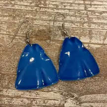 Royal Blue Metal Triangle Dangle Drop Statement Earrings