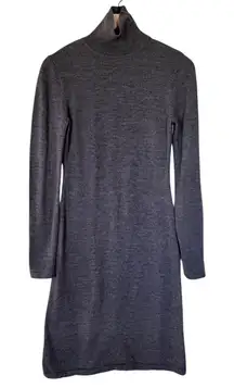 Garnet Hill 100% Merino Wool Turtleneck Long Sleeve Sweater Dress Grey Small