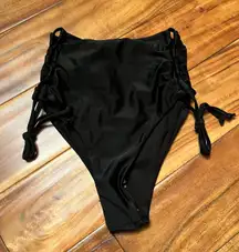 Women’s tie high waisted  black bikini bottoms. New! Size medium