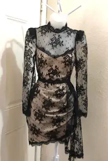 NWT Saylor Kelley Lace Mini Tan Inner Dress #formal #cocktail #whimsygoth #evening #dinner Size S-Measurement in pics